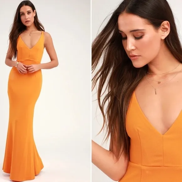 LULU's Prom Wedding Bridesmaid Special Event Classic Sexy Mermaid Trumpet Maxi