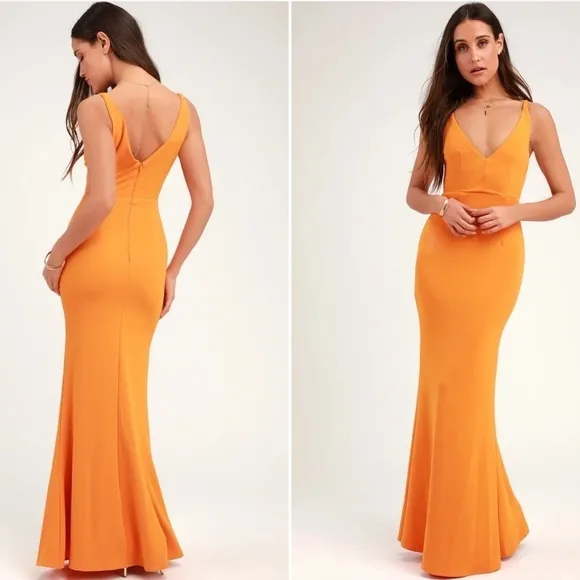 LULU's Prom Wedding Bridesmaid Special Event Classic Sexy Mermaid Trumpet Maxi