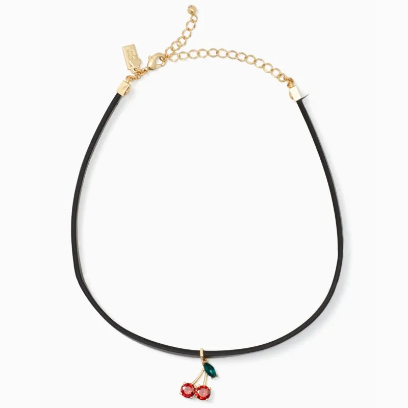 Ma Cherie Cherry Crystal Leather Choker