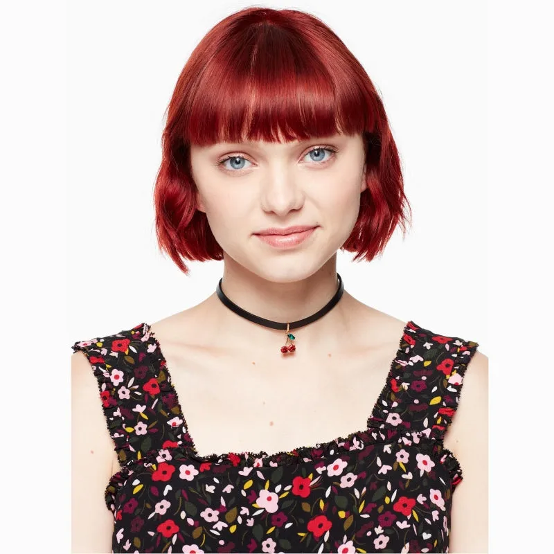 Ma Cherie Cherry Crystal Leather Choker