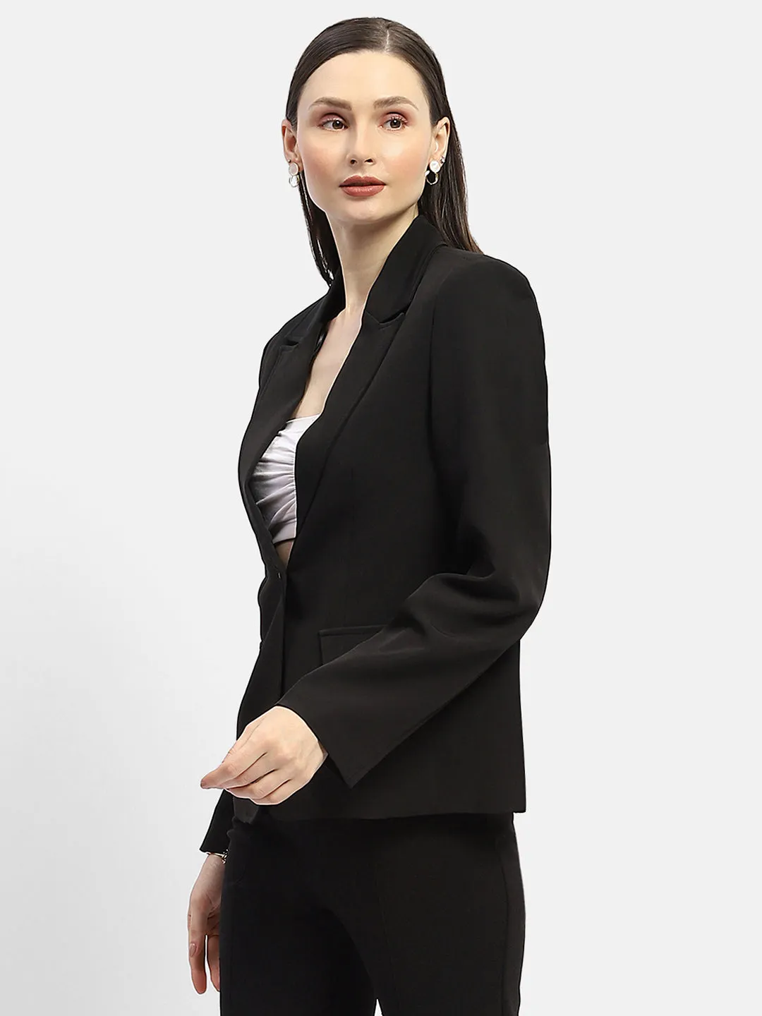Madame Single-Breasted Black Blazer