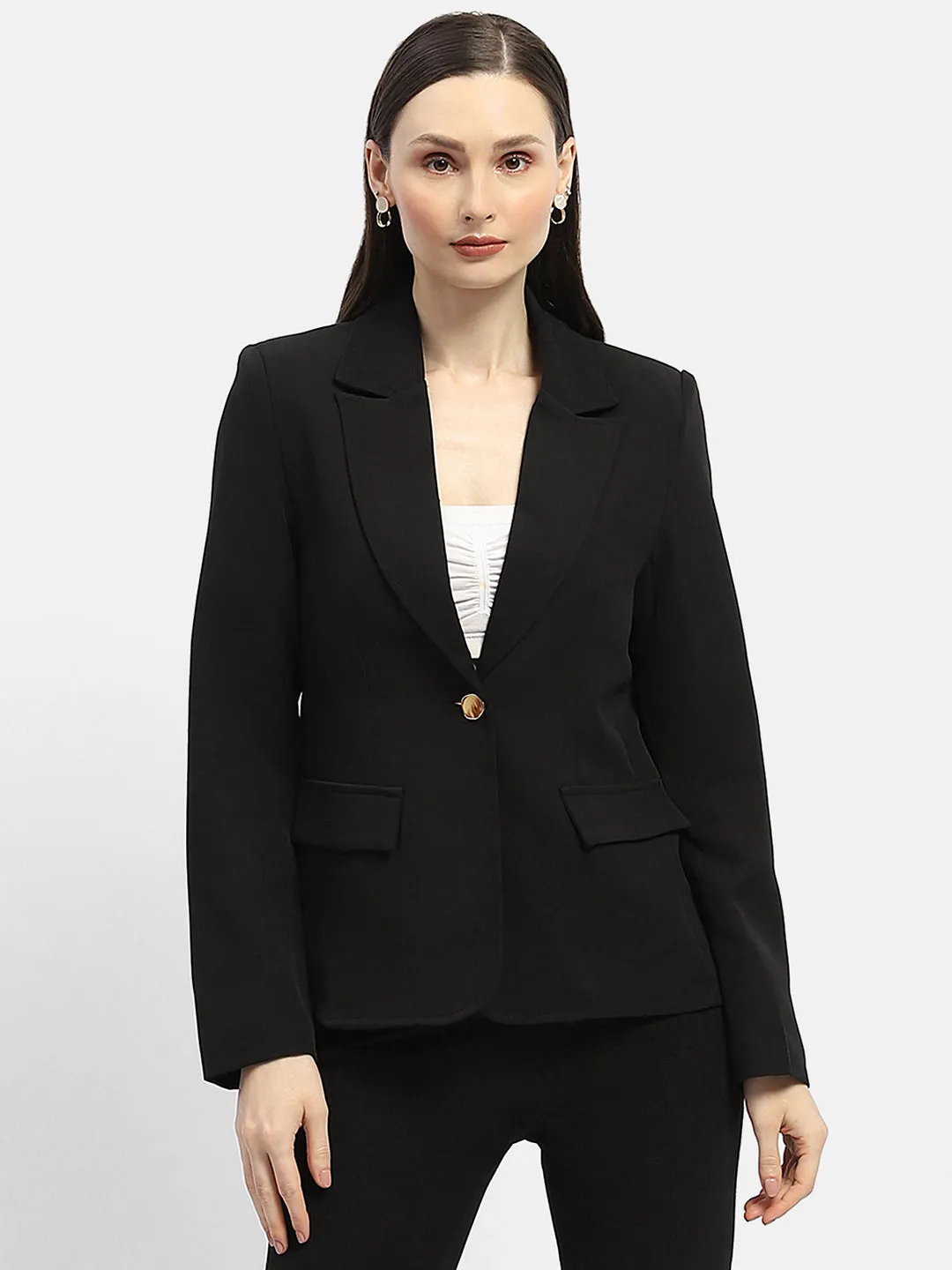 Madame Single-Breasted Black Blazer