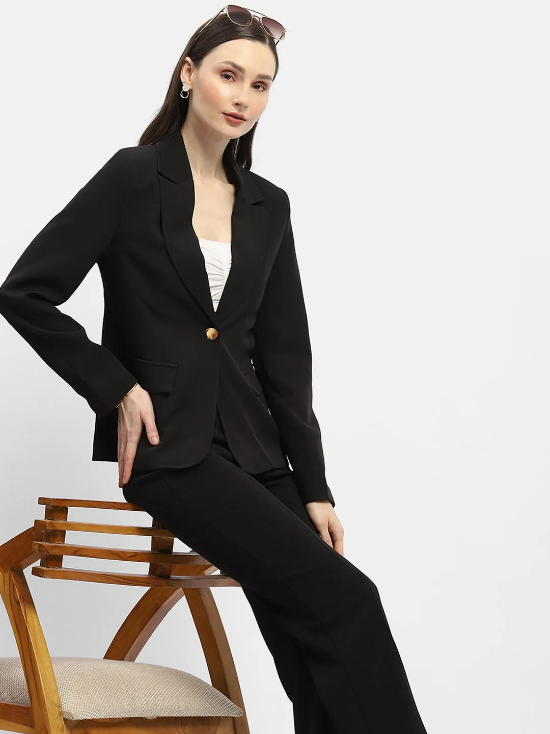 Madame Single-Breasted Black Blazer