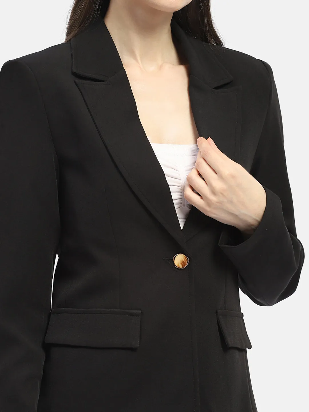Madame Single-Breasted Black Blazer