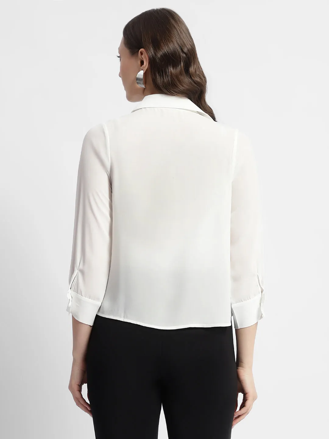 Madame Solid White Formal Shirt