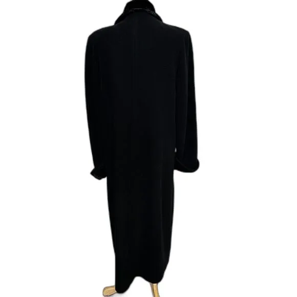 Madeline by Alorna Vintage Black Pure Wool Overcoat - Women 14 - Formal Classic