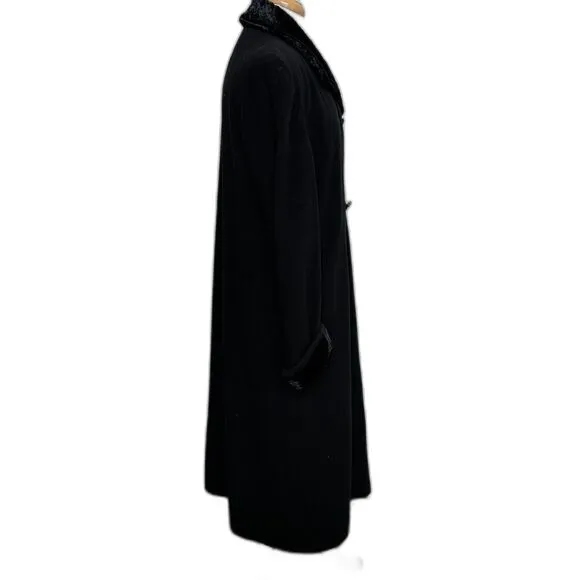 Madeline by Alorna Vintage Black Pure Wool Overcoat - Women 14 - Formal Classic