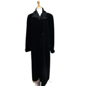 Madeline by Alorna Vintage Black Pure Wool Overcoat - Women 14 - Formal Classic