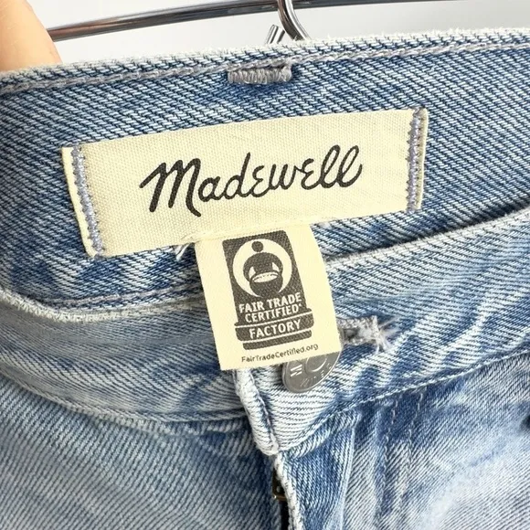 Madewell Womens Baggy Flare Jeans Size 32 Blue High Rise Retro Distressed