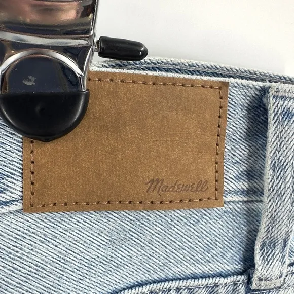 Madewell Womens Baggy Flare Jeans Size 32 Blue High Rise Retro Distressed