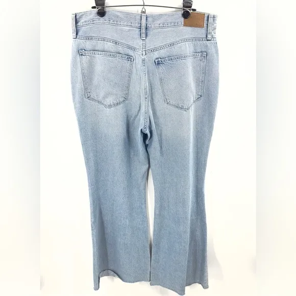 Madewell Womens Baggy Flare Jeans Size 32 Blue High Rise Retro Distressed
