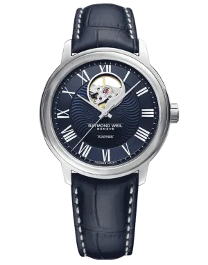 Maestro Blues Visible Balance Wheel Automatic Leather Watch, 40mm 2227-STC-00508