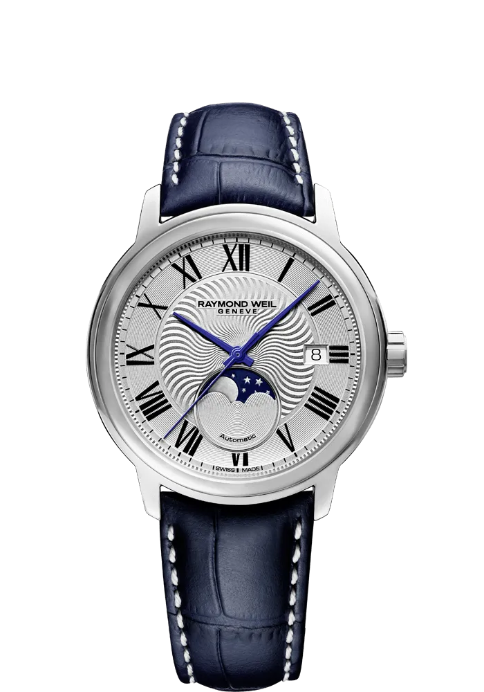 Maestro Moon Phase Men's Automatic Blue Leather Watch, 40mm 2239-STC-00659