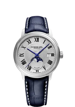 Maestro Moon Phase Men's Automatic Blue Leather Watch, 40mm 2239-STC-00659
