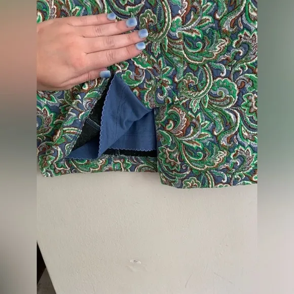 Maeve Anthropologie Green Paisley Print Straight Pencil Skirt Size Small