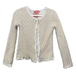 MANOUSH Women Sweater Size M Ivory Cardigan Single Snap Metallic Event Elegant