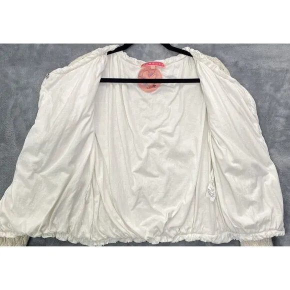 MANOUSH Women Sweater Size M Ivory Cardigan Single Snap Metallic Event Elegant