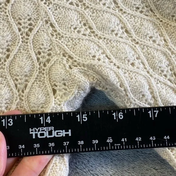 MANOUSH Women Sweater Size M Ivory Cardigan Single Snap Metallic Event Elegant