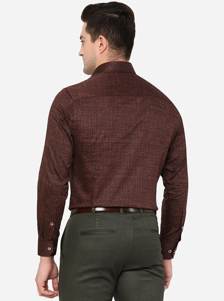 Maroon Printed Slim Fit Formal Shirt | Greenfibre