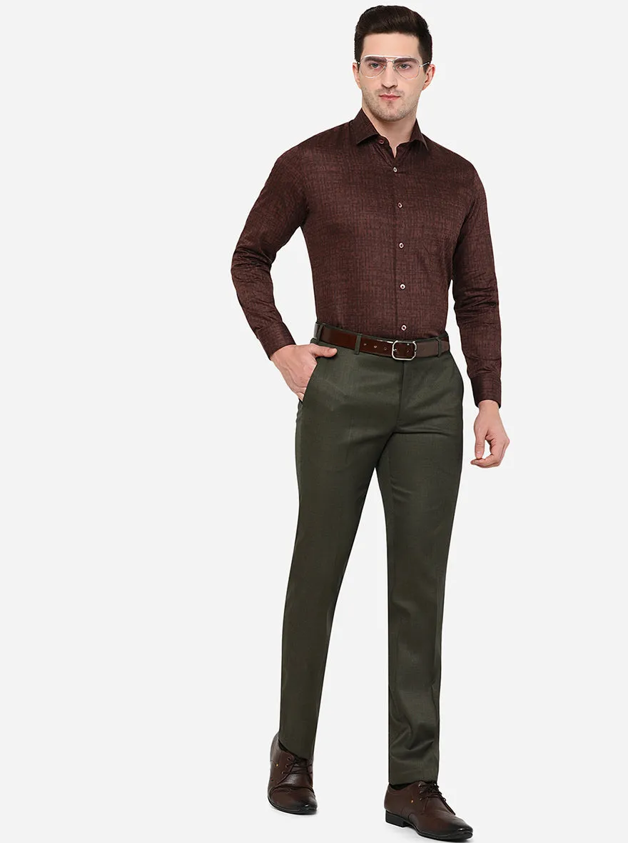Maroon Printed Slim Fit Formal Shirt | Greenfibre