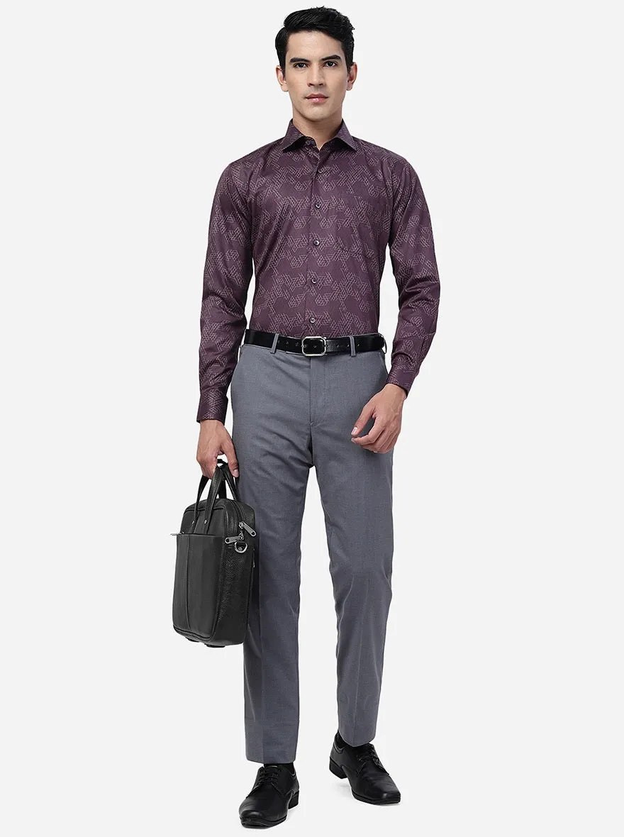 Maroon Printed Slim Fit Formal Shirt | Metal