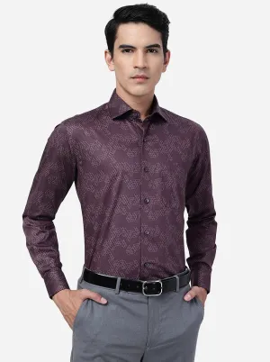 Maroon Printed Slim Fit Formal Shirt | Metal