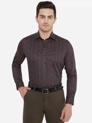 Maroon Printed Slim Fit Formal Shirt | Metal