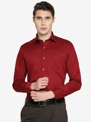 Maroon Solid Slim Fit Formal Shirt | Metal