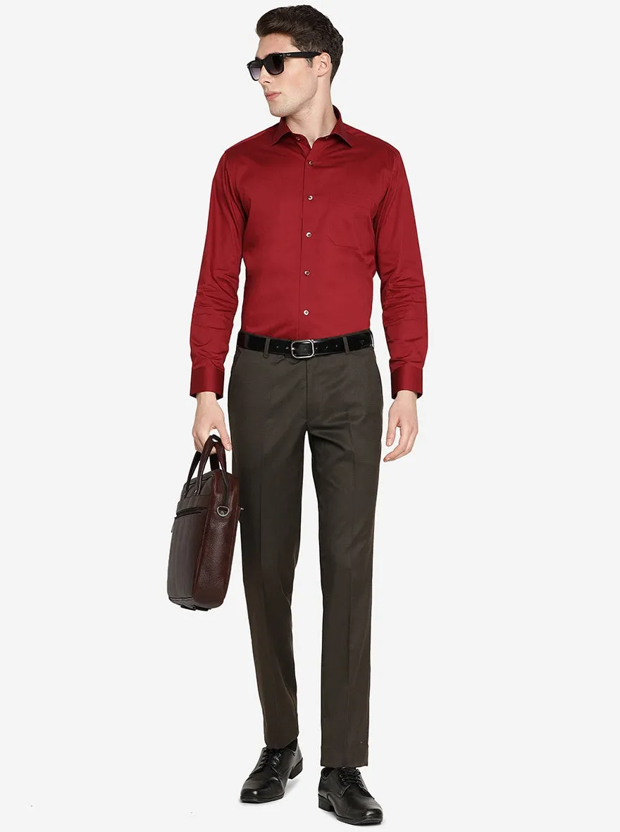Maroon Solid Slim Fit Formal Shirt | Metal