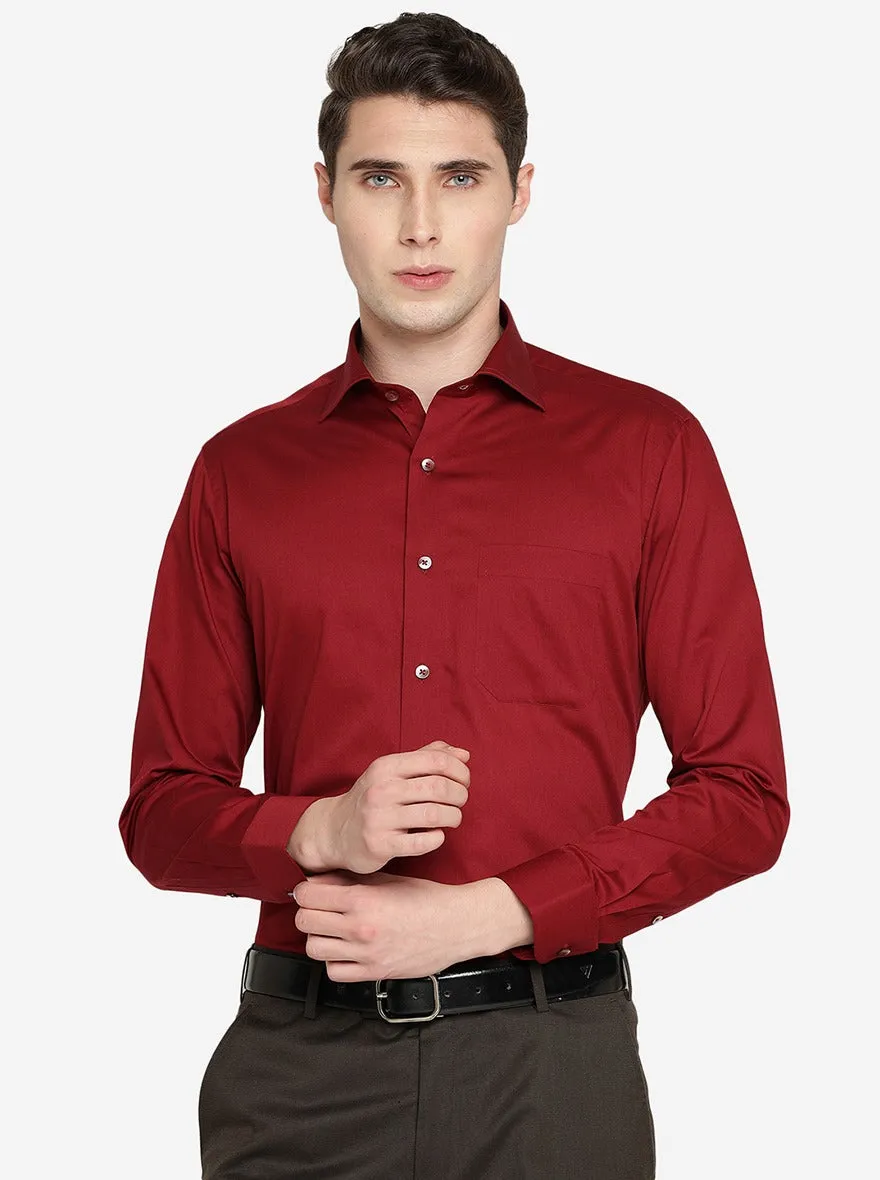 Maroon Solid Slim Fit Formal Shirt | Metal