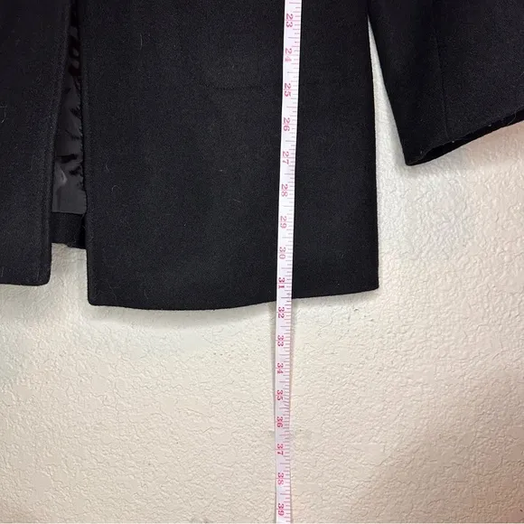 MARVIN RICHARDS NEW YORK Womens Medium Black Wool Blend Long Pea Coat Button Up