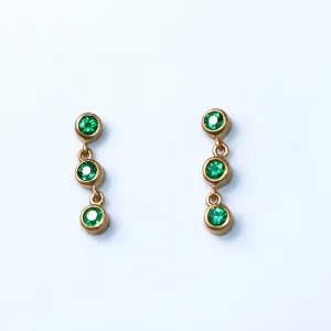Meadow Triple Emerald Earrings in 20K Peach Gold