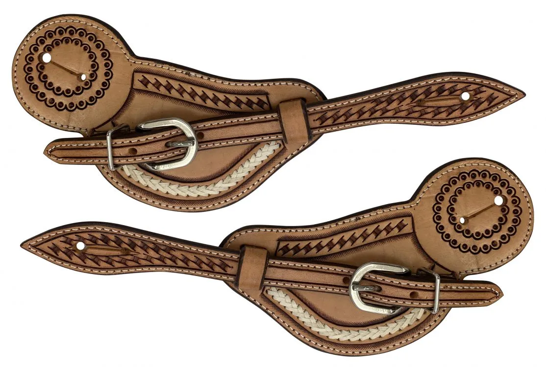 Men Light Oil Spur Strap With Rawhide Accent