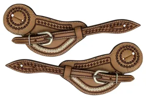 Men Light Oil Spur Strap With Rawhide Accent
