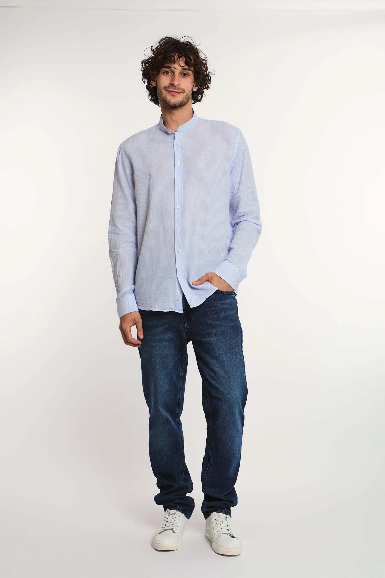 Men Shirt Casual Regular Fit Blue