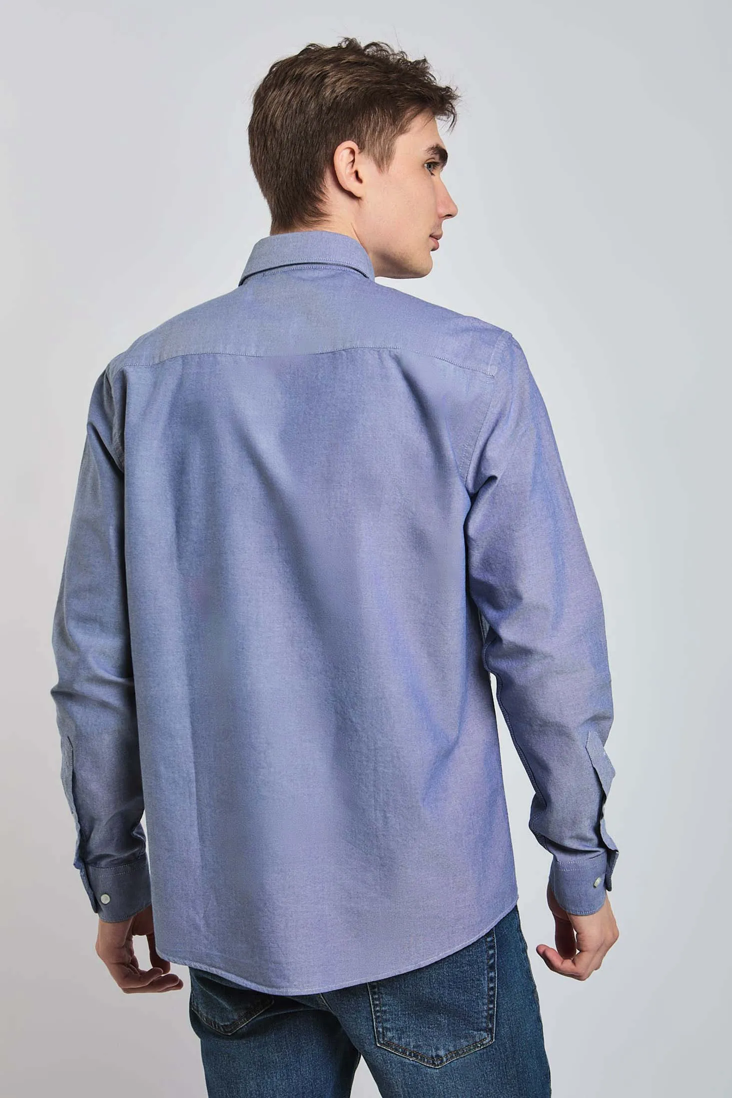 Men Shirt Regular Fit Oxford Cotton Blue