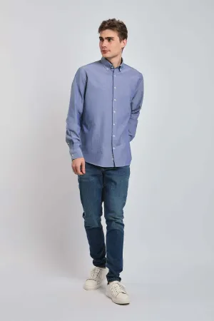 Men Shirt Regular Fit Oxford Cotton Blue
