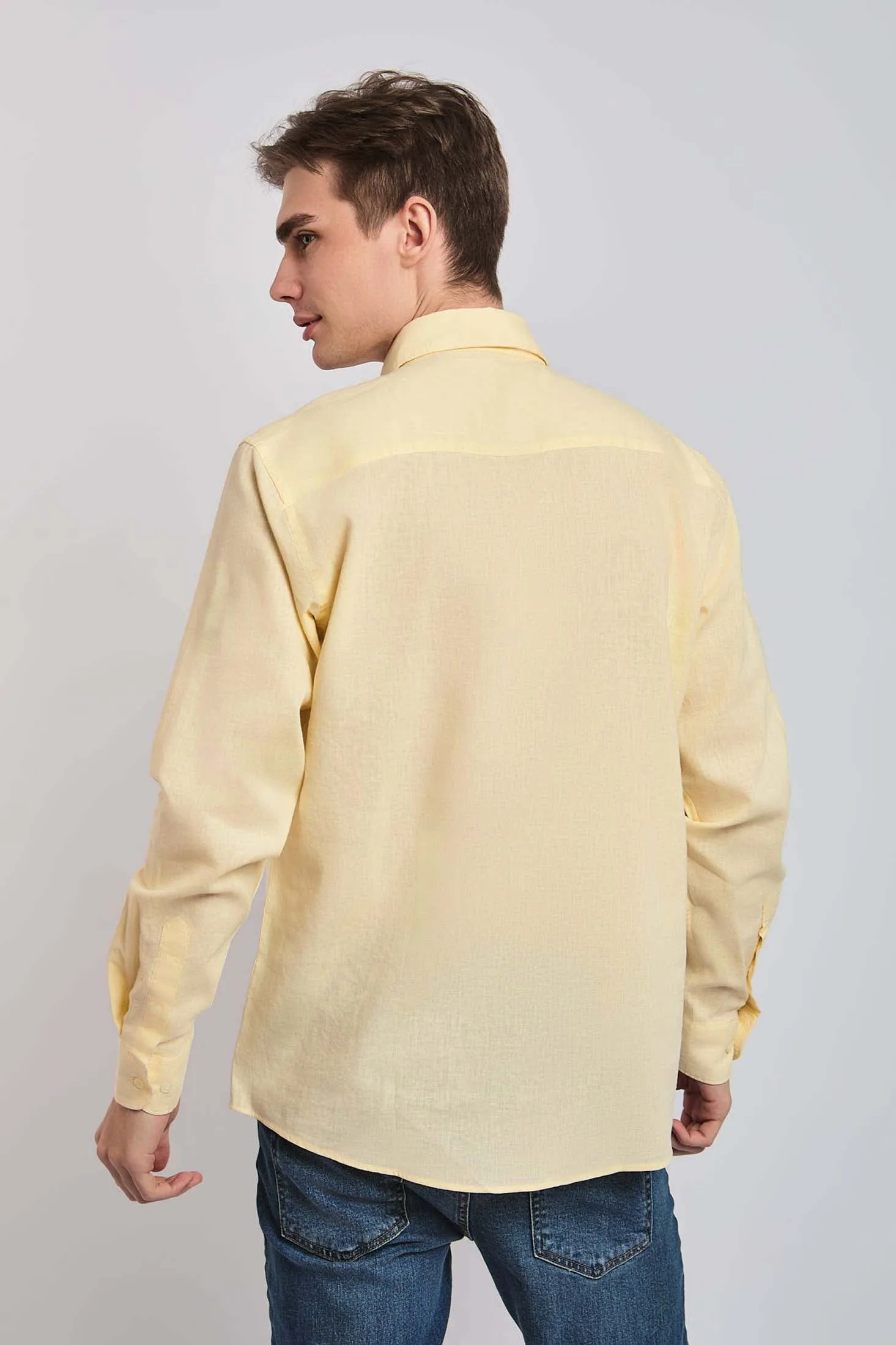 Men Shirt Regular Fit Oxford Cotton orange
