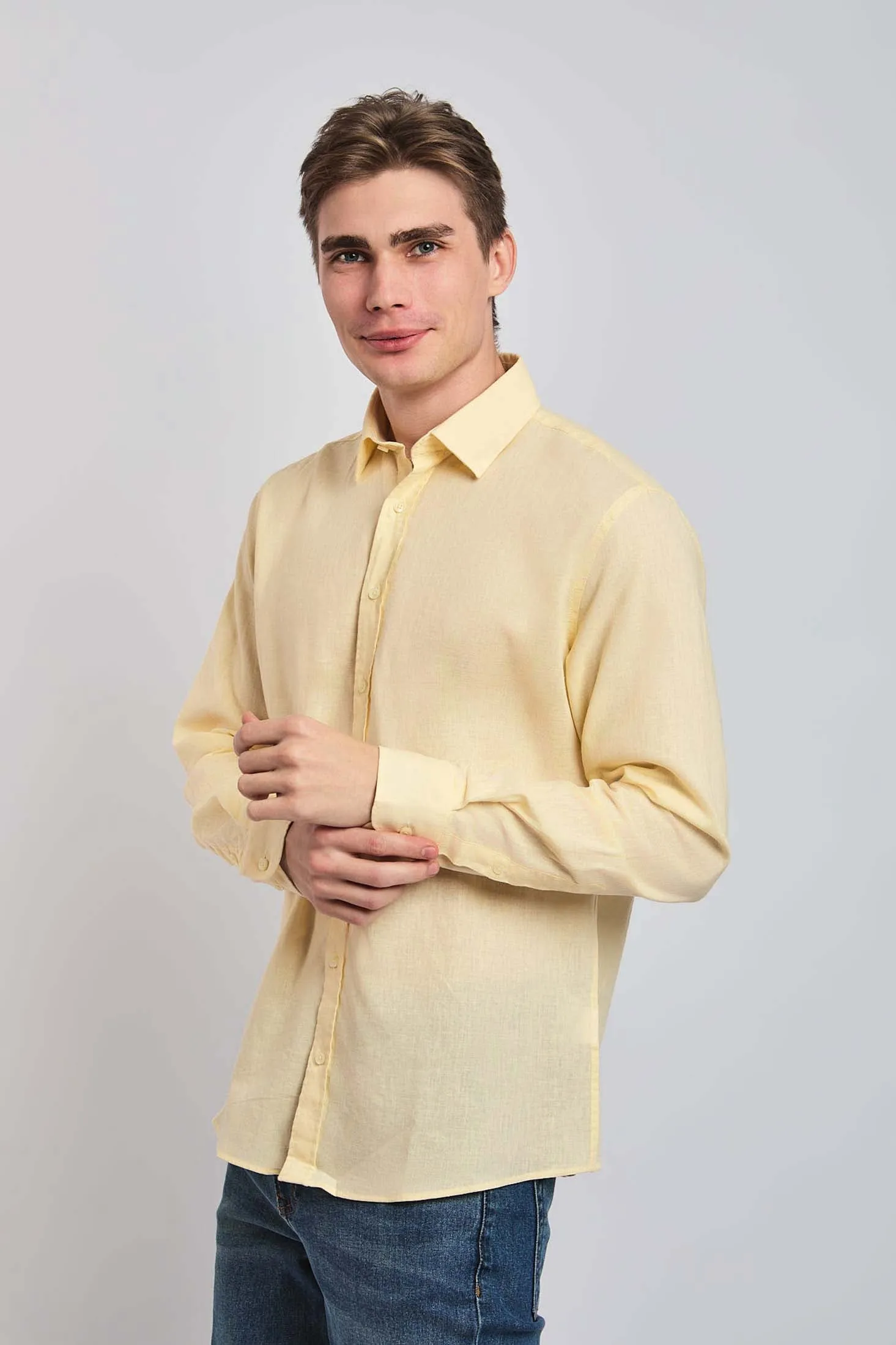 Men Shirt Regular Fit Oxford Cotton orange