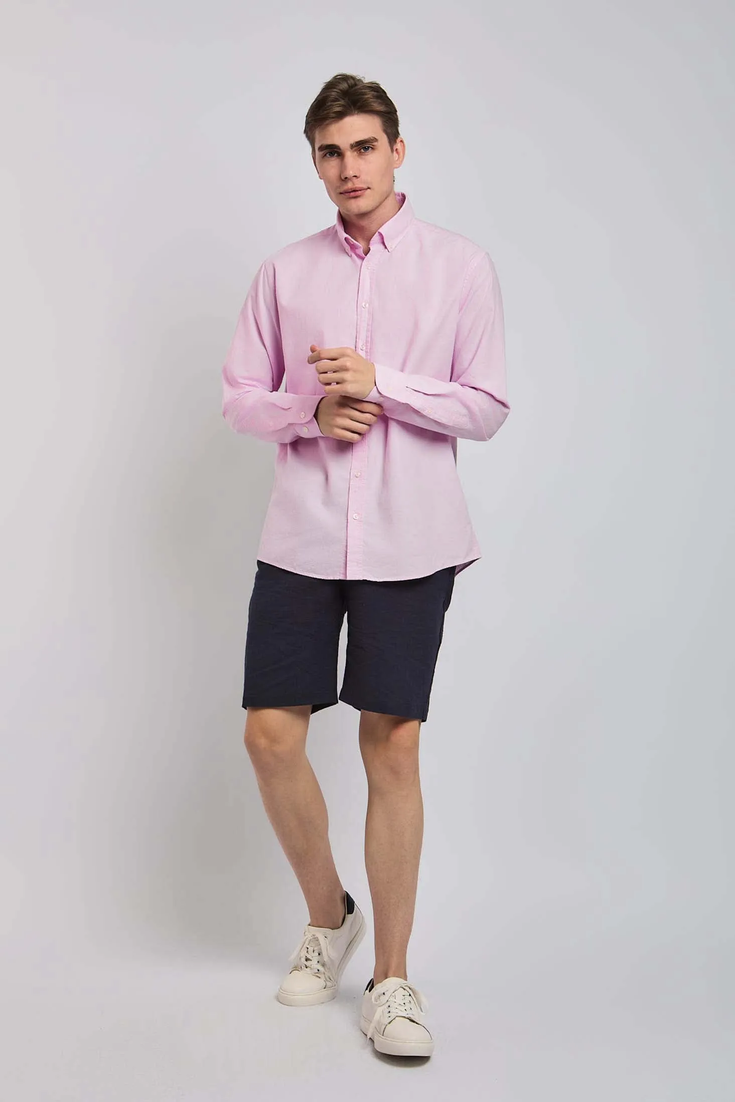 Men Shirt Regular Fit Oxford Cotton Pink