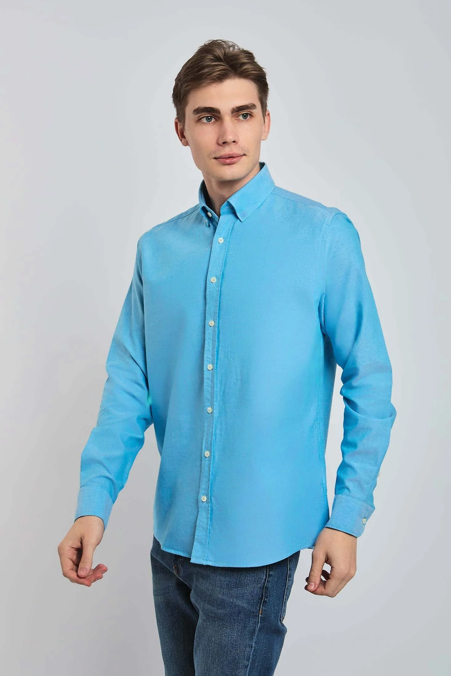 Men Shirt Regular Fit Oxford Cotton Pink