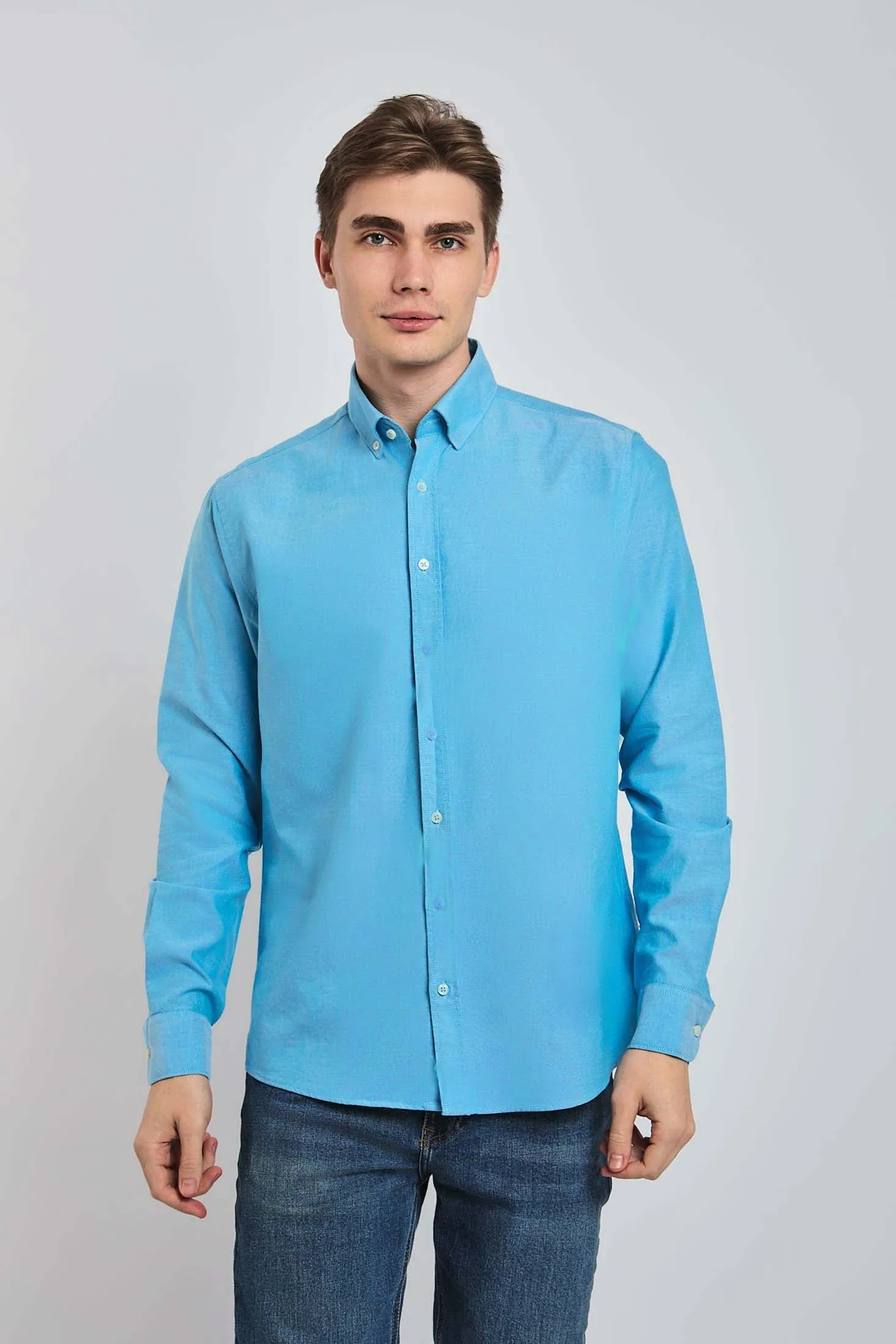 Men Shirt Regular Fit Oxford Cotton Pink