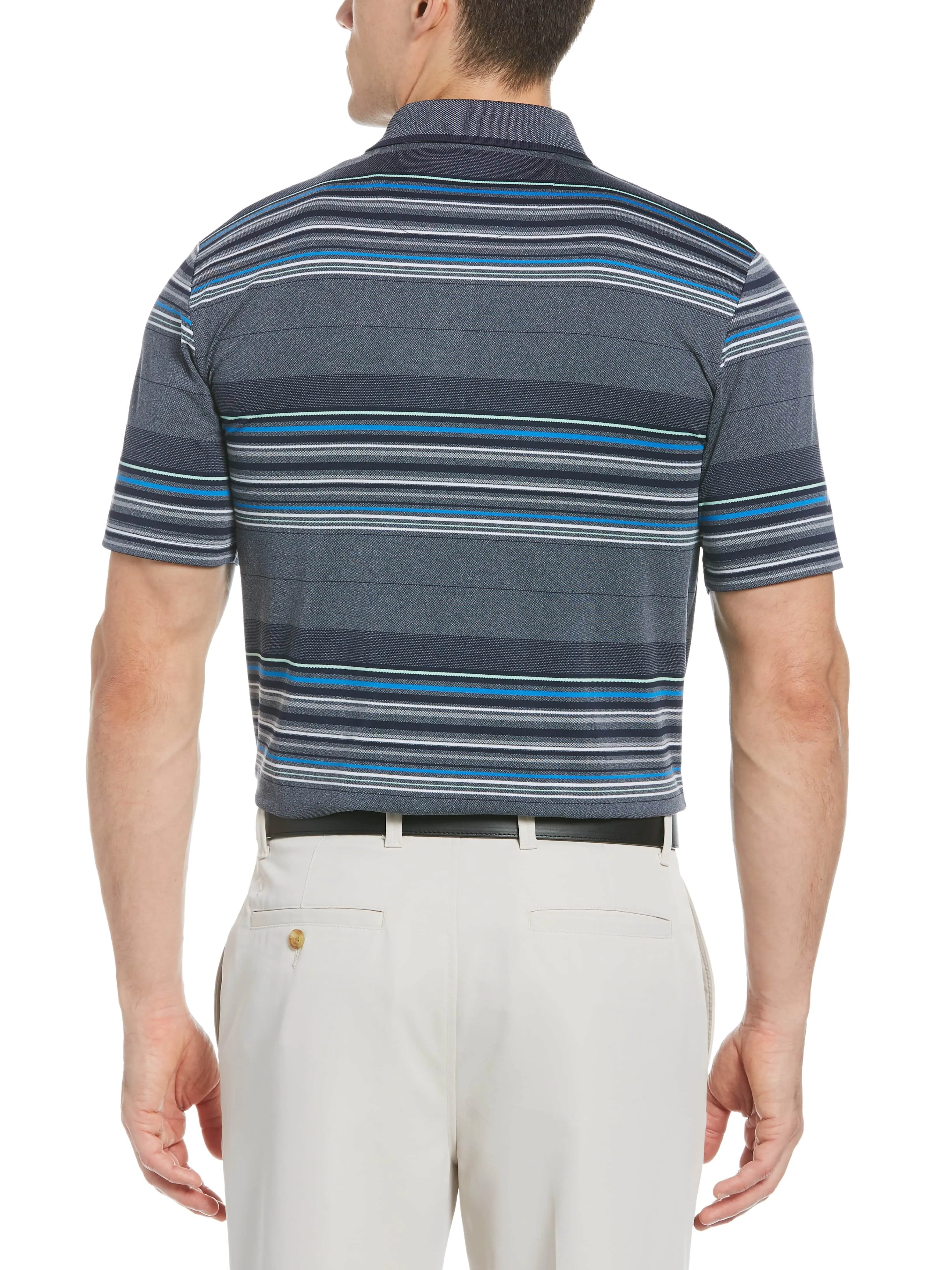 Mens Allover Stripe Oxford Polo