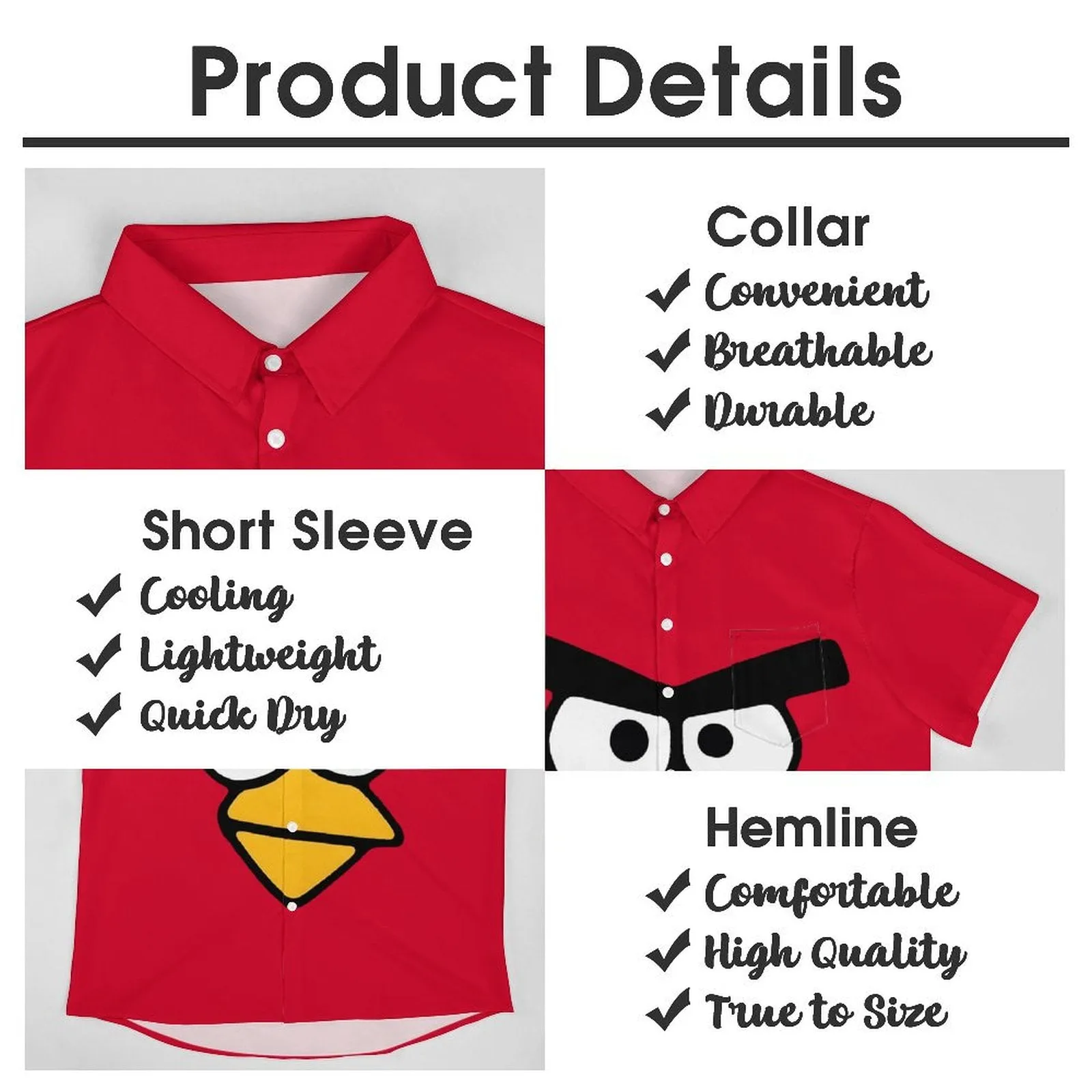 Men's Angry Birds Casual Short Sleeve Shirt 2401000294