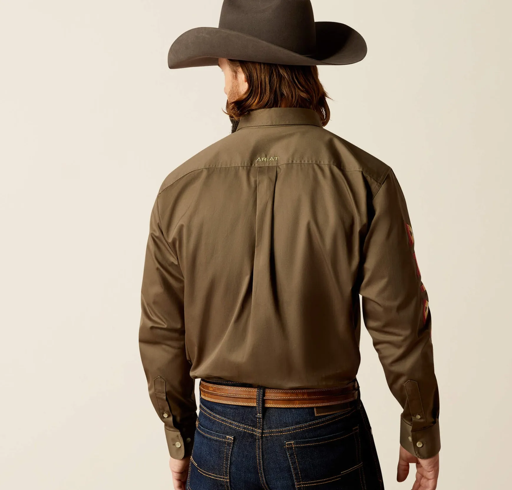 Men’s Ariat Olive Green Team Logo Twill Classic Fit Shirt