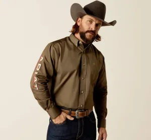 Men’s Ariat Olive Green Team Logo Twill Classic Fit Shirt