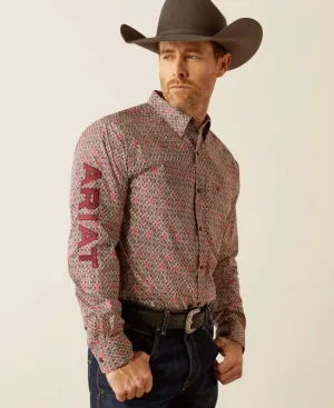 Men’s Ariat Red/Burgundy Team Omega Fitted Shirt