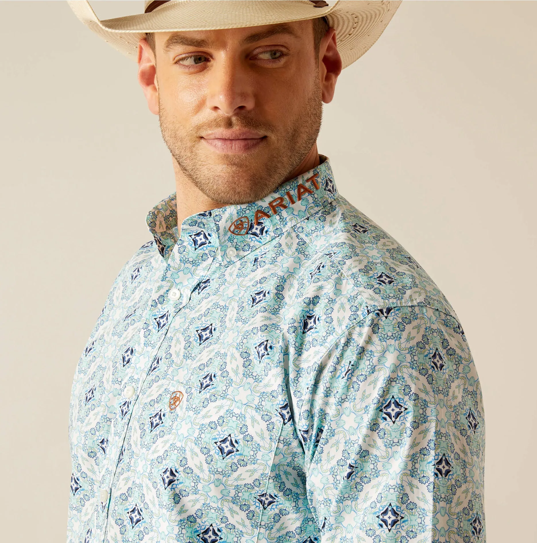 Men’s Ariat Team Emmett White Classic Fit Shirt
