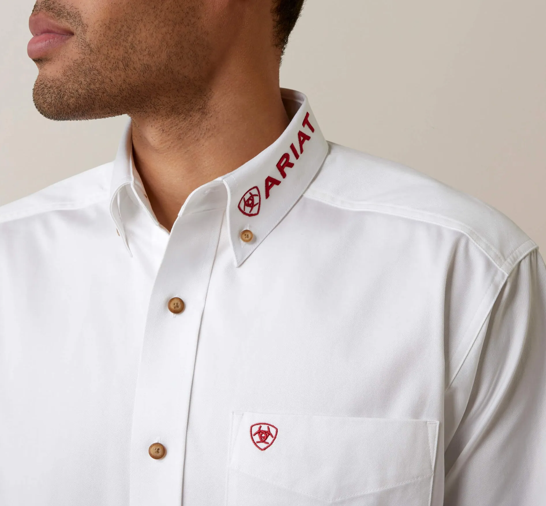 Men’s Ariat White Mexico Team Logo Twill Classic Fit Shirt