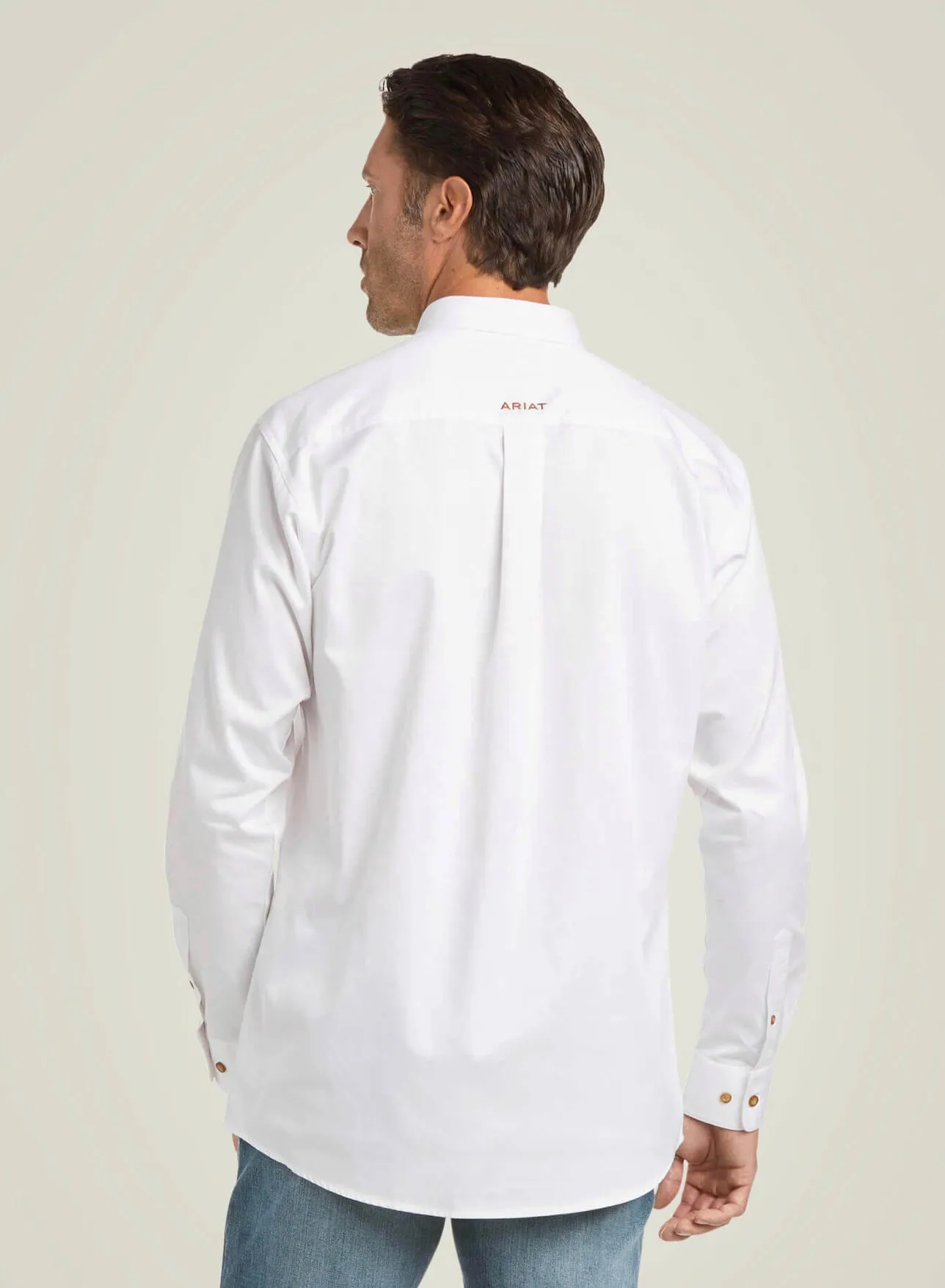 Men’s Ariat White Solid Twill Fitted Shirt